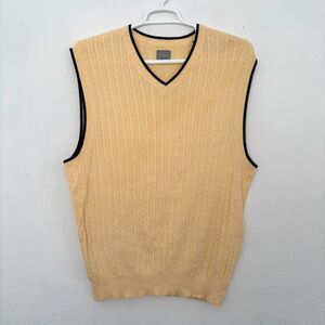 Mens Vintage Preppy Sweater Vest XL Butter Yellow Golf Academia Tenniscore